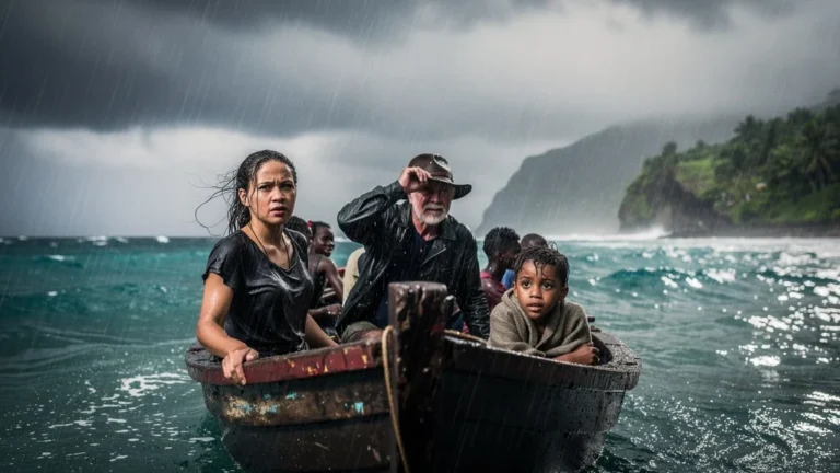 Pluie soudaine au large d'Anse-Bertrand sans abri, moment d'émotion et acceptation sur un bateau trempé