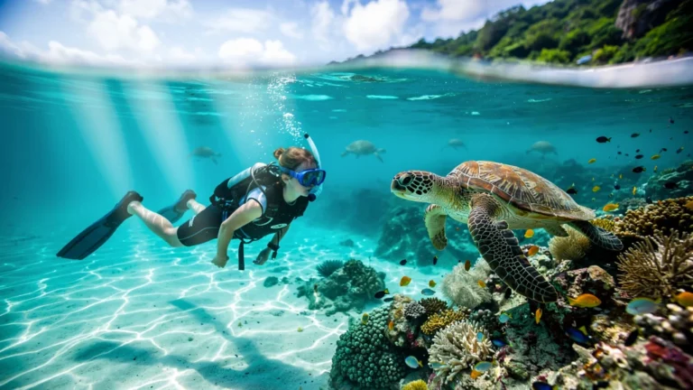 Observation immersive des tortues marines à Sainte-Anne en palmes, expérience naturelle et sous-marine unique